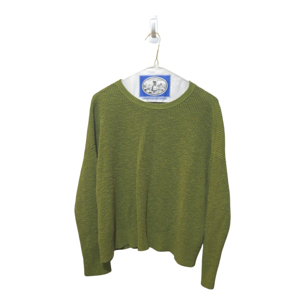 Eileen Fisher Organic Linen/cotton Blend Green Knit Sweater